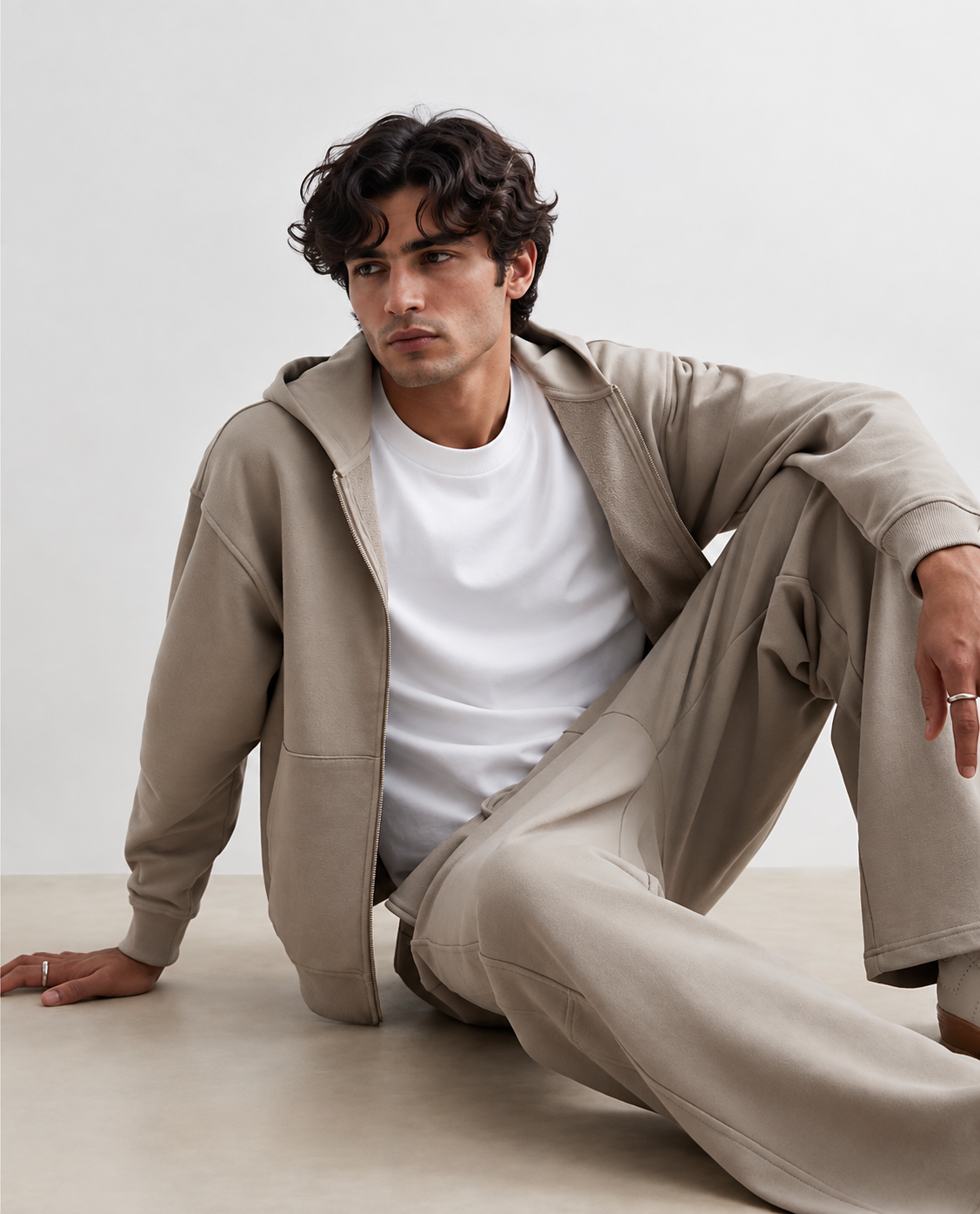 Men Co-ord Set Stone Beige