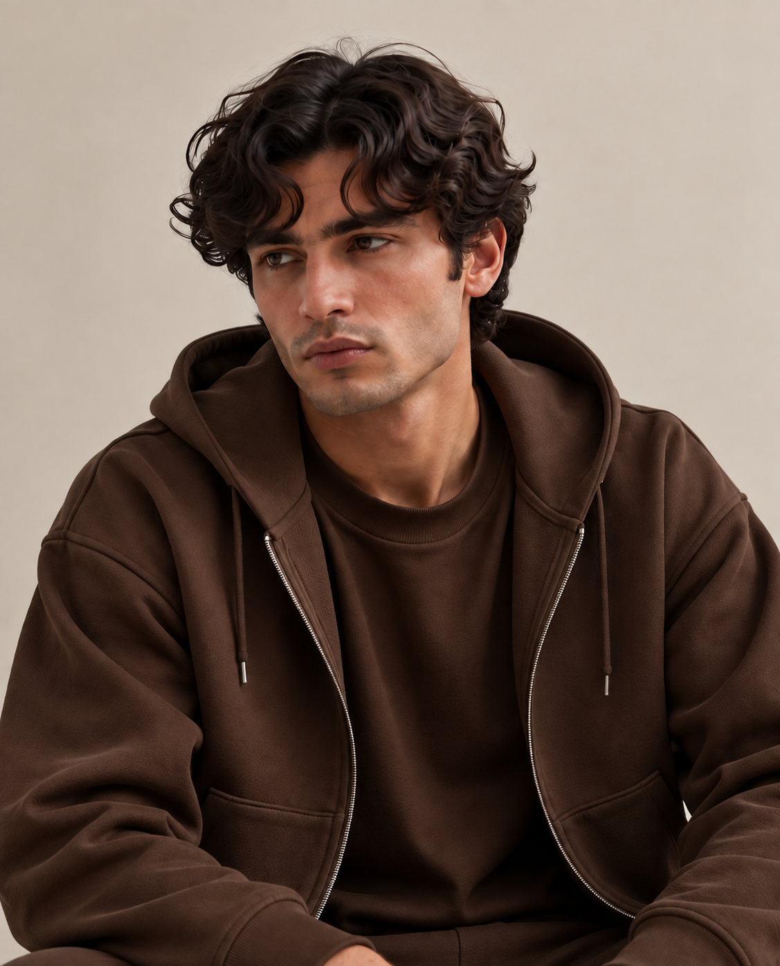 Men Co-ord Set Brown
