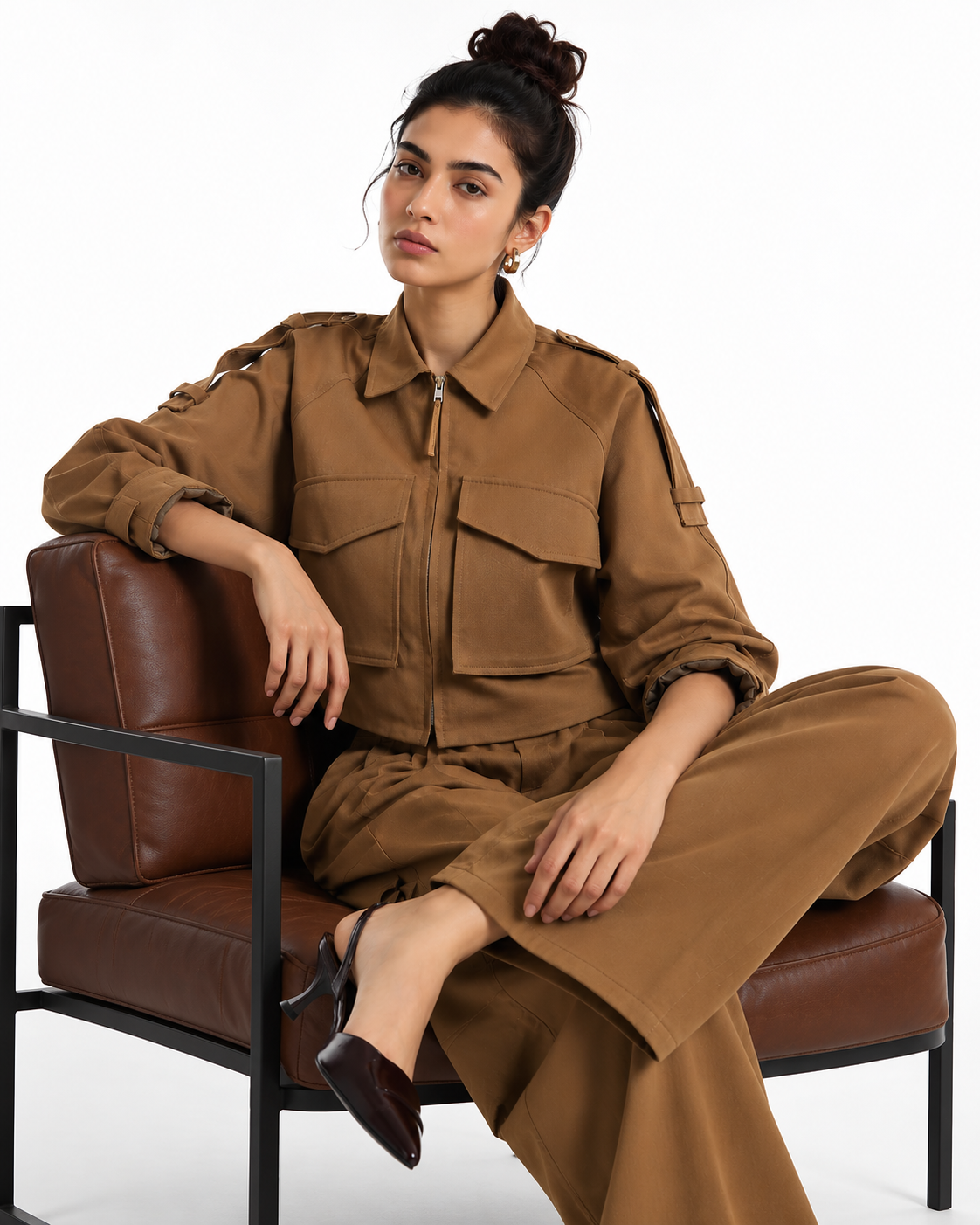 Women Co-ord Set Brown