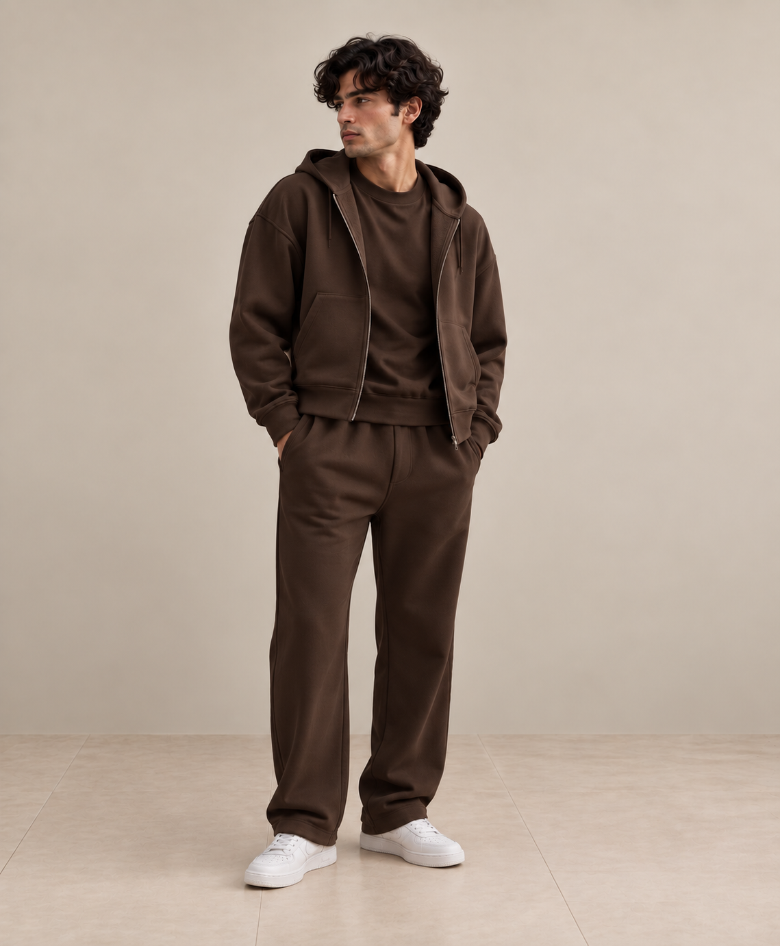 Men Co-ord Set Brown