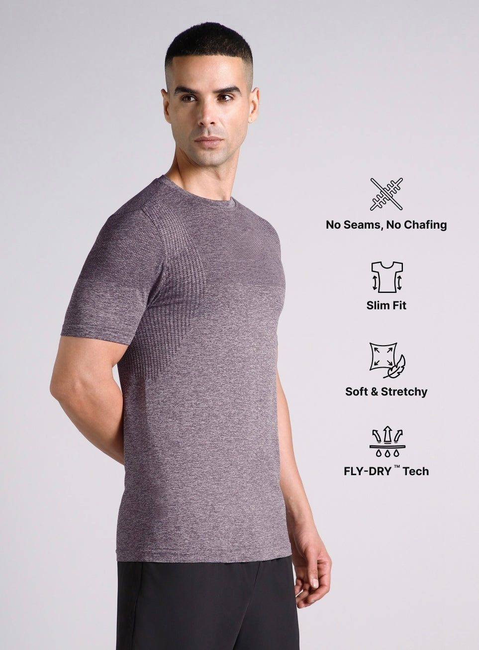 Mens Contour Seamless T-Shirt -Gray-